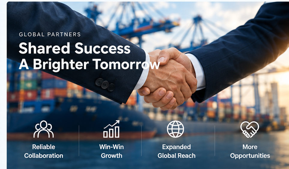 Global logistics partners sharing success at a container port